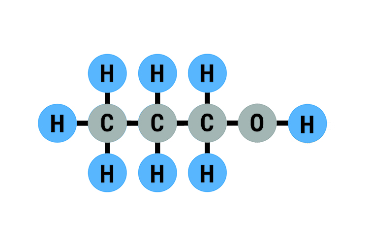 image showing the molecular structure of propanol